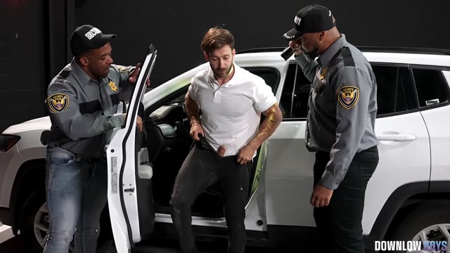 Black Security Guards Catch the Parking Valet Jacking Off in a Car
